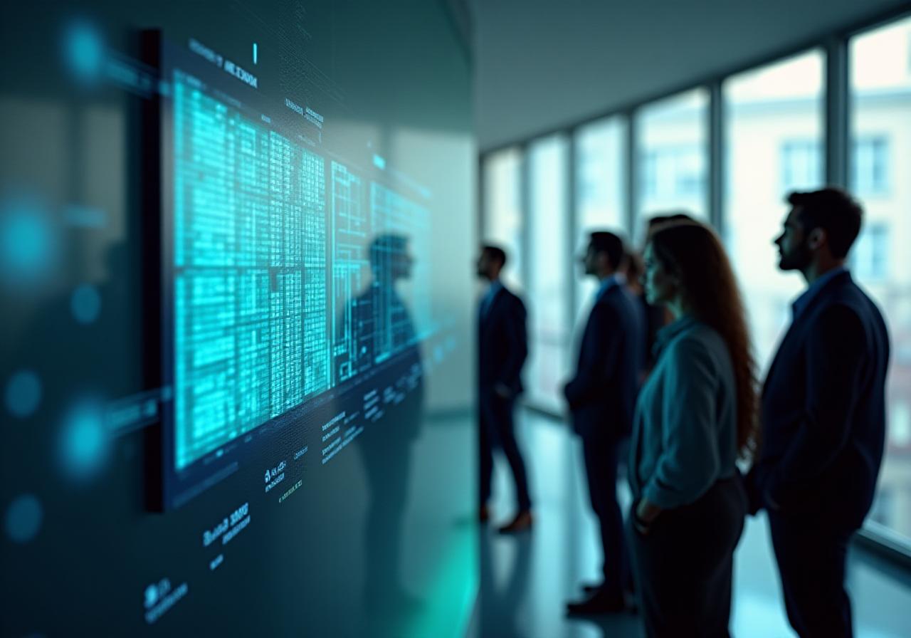 Team analyzing data in a modern office in Paris